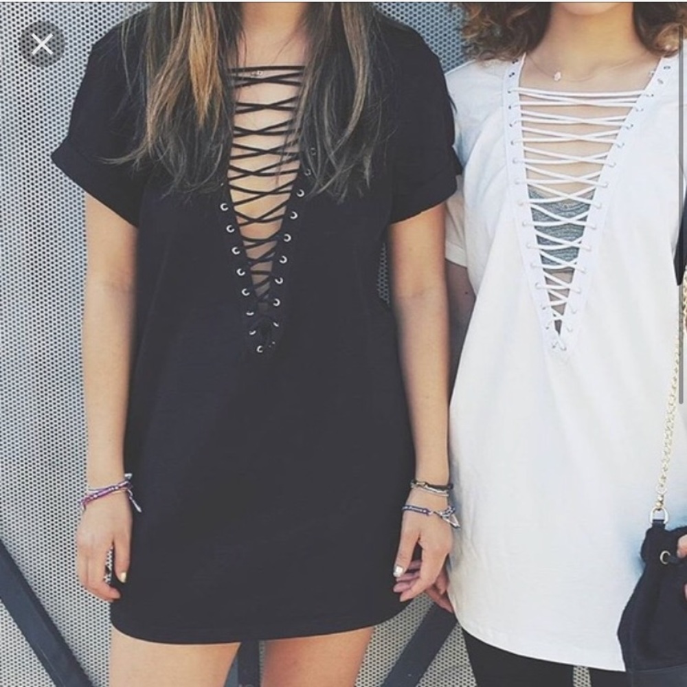 LF Black Lace Up Dress